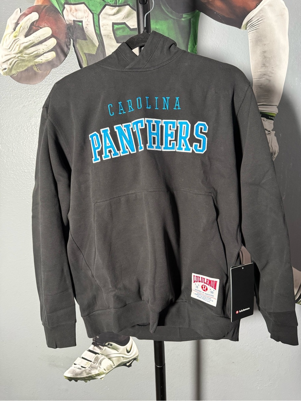 lululemon athletica Carolina Panthers Black Hoodie with Blue Lettering